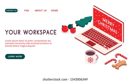 Christmas illustration. 3d, isometric, vector. Christmas, New Year. 