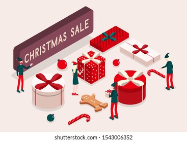 Christmas illustration. 3d, isometric, vector. Christmas, New Year. 