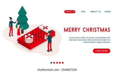 Christmas illustration. 3d, isometric, vector. Christmas, New Year. 