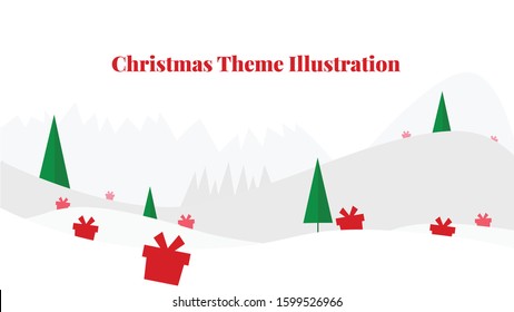 Christmas Illustration Background vector design, vector background, Christmas Tree, Christmas Gift