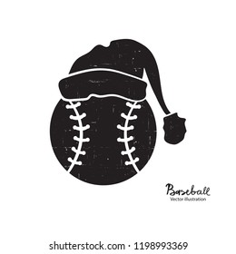 Christmas illustration for baseball. Vector textural element for design of cards, poster, flyer, print T-shirts, grunge, isolated.
