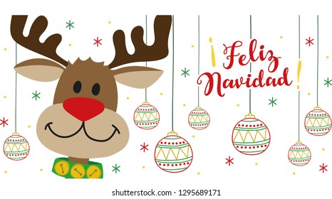 Christmas illustration, a beautiful deer with jingle bells with a starry background. Excellent for print in cup.