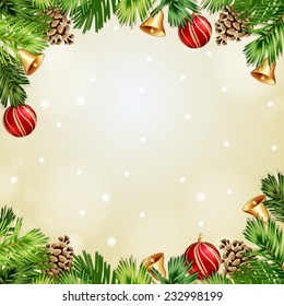 Christmas illustration with Christmas bells and baubles 