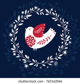 Christmas illustration with bird