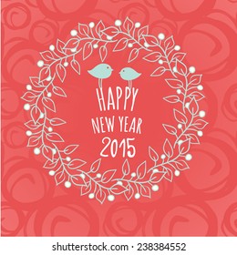 Christmas illustration with birds on a beautiful seamless background. Christmas wreath. Seamless background.