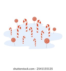 Ilustração de Natal da floresta de cana-de-açúcar. Fada de inverno cauda cenário mágico.