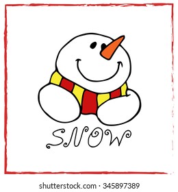 Christmas illustration. Christmas card snowman. Seamless pattern.