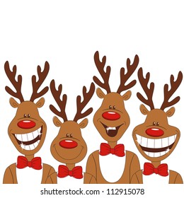 Christmas illustration of cartoon reindeer. Vector