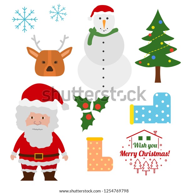 Download Christmas Illustration Clipart Santa Claus Snowman Stock Vector Royalty Free 1254769798 PSD Mockup Templates