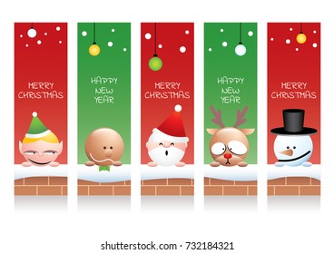 Christmas illustration Collection of cartoon character funny cute