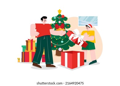 Concepto de Ilustración de Navidad. Ilustración plana aislada en fondo blanco