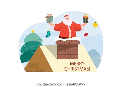 Concepto de Ilustración de Navidad. Ilustración plana aislada en fondo blanco