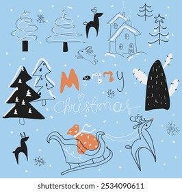 Ilustração de Natal, atributos de Natal bonito