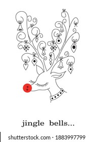 Christmas illustration of a cute deer