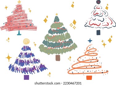 christmas illustration, cute christmas tree