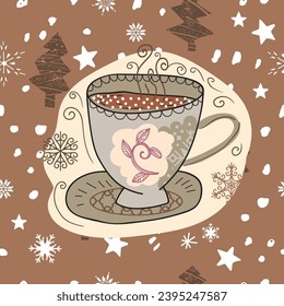 Christmas illustration with decorative elements