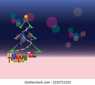 christmas illustration design, christmas background design, poster for christmas celebration, christmas tree