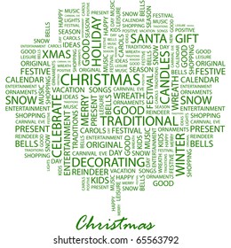 CHRISTMAS. Illustration with different association terms.