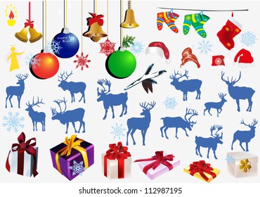 christmas illustration with different Christmas elements