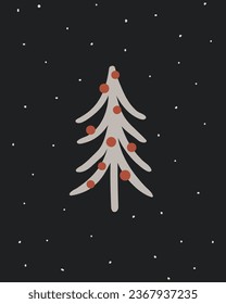 Christmas illustration with fir tree for card or poster