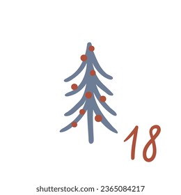 Christmas illustration with fir trees and numbers for advent calendar