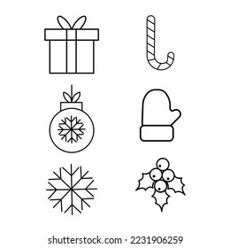 Icono plano de ilustración de Navidad. Sobre fondo blanco.