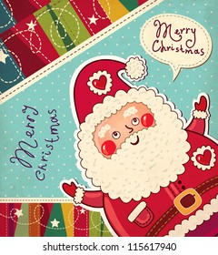 Christmas illustration with funny Santa Claus