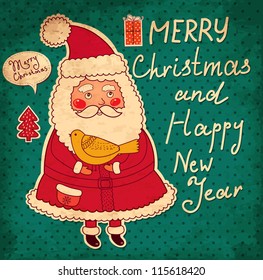 Christmas illustration with funny Santa Claus