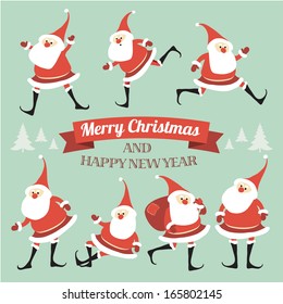 Christmas illustration with funny Santa Clauses.