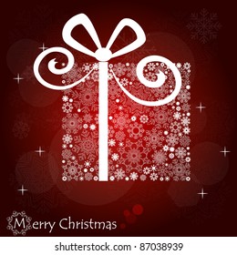 Christmas illustration with gift box.