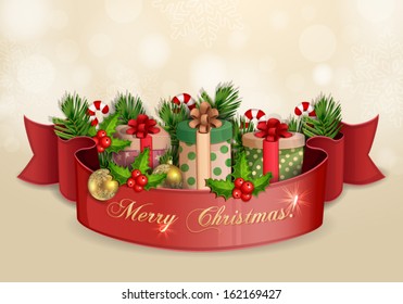 Christmas illustration with gift boxes