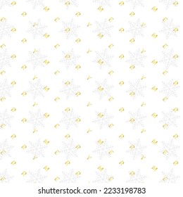 ilustración de Navidad gráfico tipo vector de patrón de tipografía. alfabeto de oro alegre con copos de nieve.  Diseño moderno para banner creativo, promoción, impresión, papel, envoltura, anuncios, sitio web, social y moda.