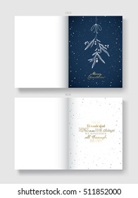 Christmas illustration greeting card template with hanging mistletoe and Christmas wishes - These Wonderful Things are The Things We Remember All Through Our Lives