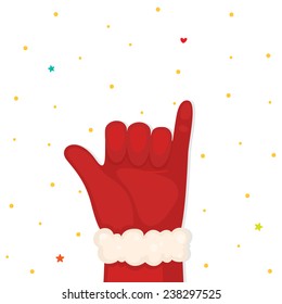 Christmas illustration with hand, gesture, vector.