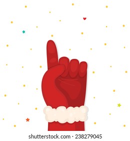 Christmas illustration with hand, one of the five fingers, vector.