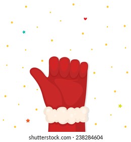 Christmas illustration with hand, one of the five fingers, vector.