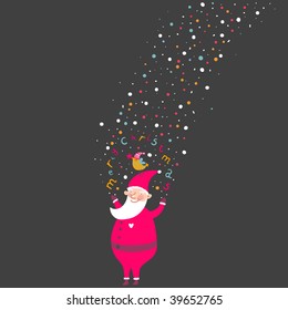 Christmas illustration. Happy cartoon Santa