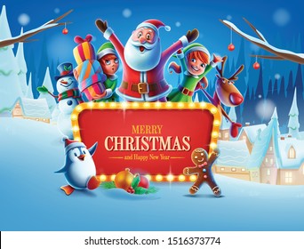 Christmas illustration for happy holidays poster