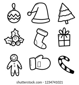 Christmas illustration icons Greetings Card Background Handdrawn Doodle Style