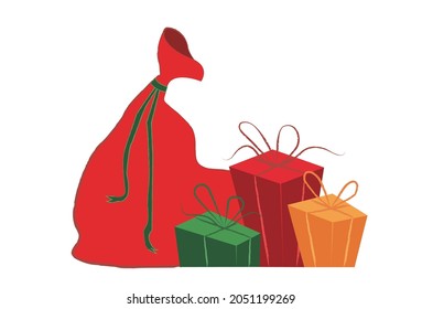 Christmas illustration Magic Bag and gift colorfull