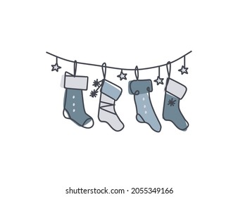 Christmas illustration. Minimalism. Present. Linear illustration