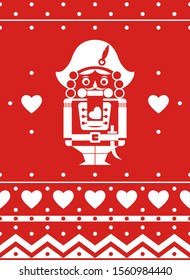 Christmas illustration with nutcracker and hearts