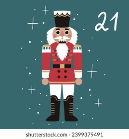 Christmas illustration with Nutcracker and numbers for advent calendar