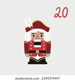 Christmas illustration with Nutcracker and numbers for advent calendar