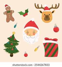 Christmas Illustration Pack. A simple vector illustration pack of Christmas theme that would fit for social media post, flyer, sticker, greeting card and more