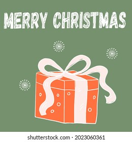 Christmas illustration, postcard, gift, snowflakes, doodles