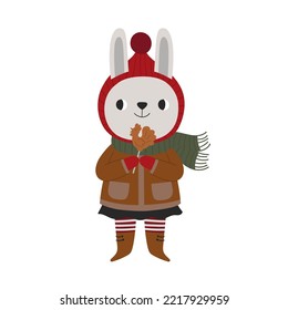 Christmas illustration with rabbit. Vector illustration.