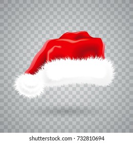 Christmas Illustration With Red Santa Hat On Transparent Background. Isolated Vector Object