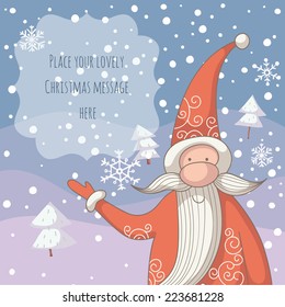 Christmas illustration with Santa Claus. EPS 10. Transparency. No gradients.