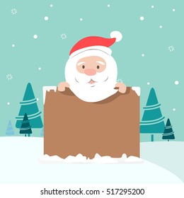 Christmas illustration of Santa holding board